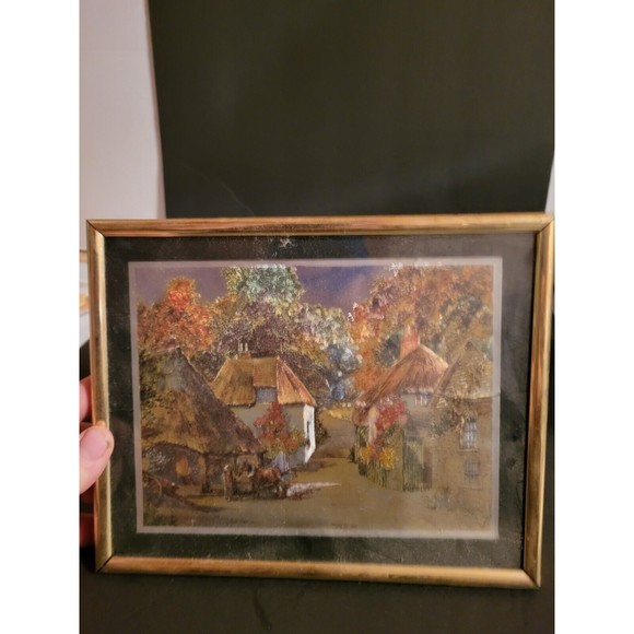 Vintage Oil Foil Paintings Set of 4 Signed "Bert Pugh"  Framed Street Scenes - Picture 11 of 12